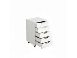 Caisson de rangement mobile à 5 tiroirs, 40x40x66,5 cm, blanc