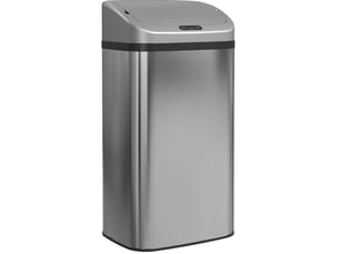Poubelle automatique ulevr à capteur infrarouge 48 l, fermeture automatique, acier inoxydable argenté, 33 x 25 x 69 cm