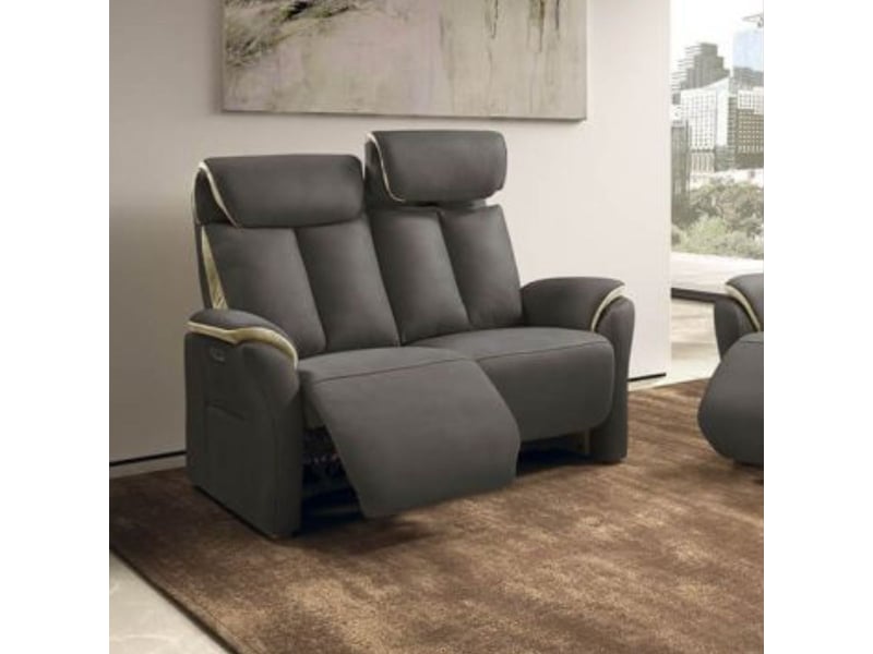  Canapé 2 places relax électrique new nobuck gris foncé et beige - odeon ODEON - Conforama C