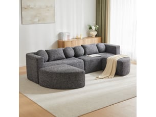 Canapé modulable convertible 292x165x68 cm sans montage chenille noir