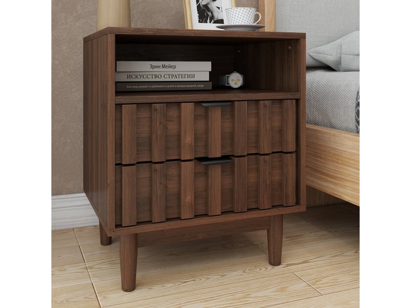  Chevet, coloris marron noyer, dimensions : 48 x 40 x 60 cm  - Conforama D