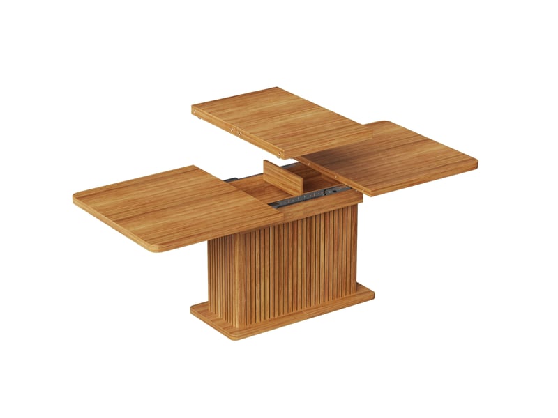 Table à manger extensible avec rangement 160x80x76 cm marron foncé - Conforama D