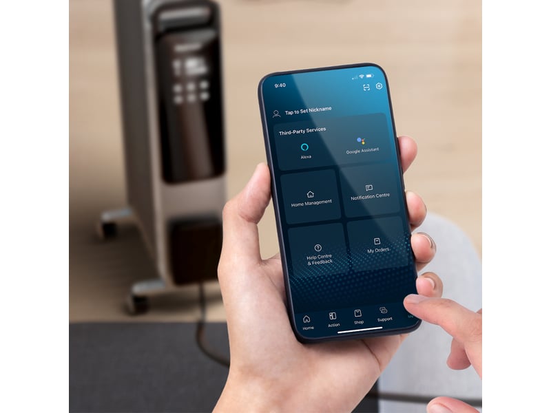 Radiateur à huile omniwarm 2500w avec 11 ailettes, affichage numérique et contrôle via application intelligente – argent - Conforama C