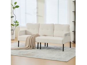 Canapé droit fixe <strong>MAISENTIEL</strong> <strong></strong> 3 places Velours côtelé beige