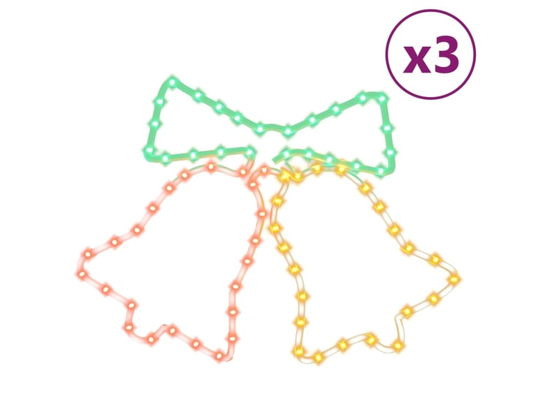  Figurines de cloches de noël avec 72 led 3 pcs 50x56 cm cf62201  - Conforama A
