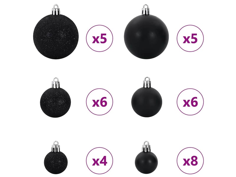  Ensemble de boules de noël 61 pcs 150 led blanc chaud ø 6 cm  - Conforama D