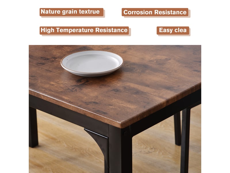  Ensemble salle à manger vintage brun : table compacte + 2 chaises, idéal studio  - Conforama E