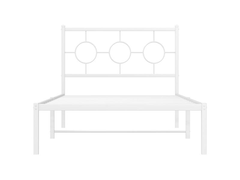  Lit simple- lit adulte -  cadre de lit métal sans matelas et tête de lit blanc 100x200 cm  - Conforama D