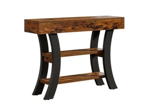 Table console avec étagères en mdf et métal marron rustique et noir 105x30x80 cm