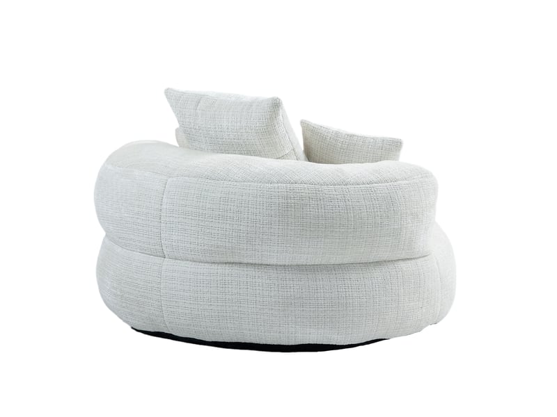  Fauteuil poire lounge chenille beige avec coussins confort intérieur extérieur  - Conforama D