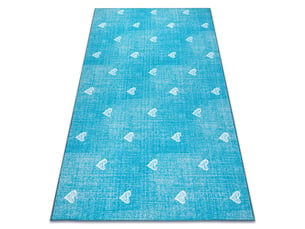 Tapis pour enfants hearts jeans, vintage cœurs - turquoise 100x200 cm