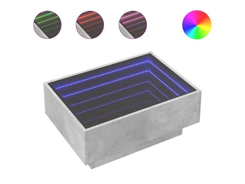 Table basse - table de salon - table à thé avec led gris béton 70x50x30 cm bois d'ingénierie - Conforama A
