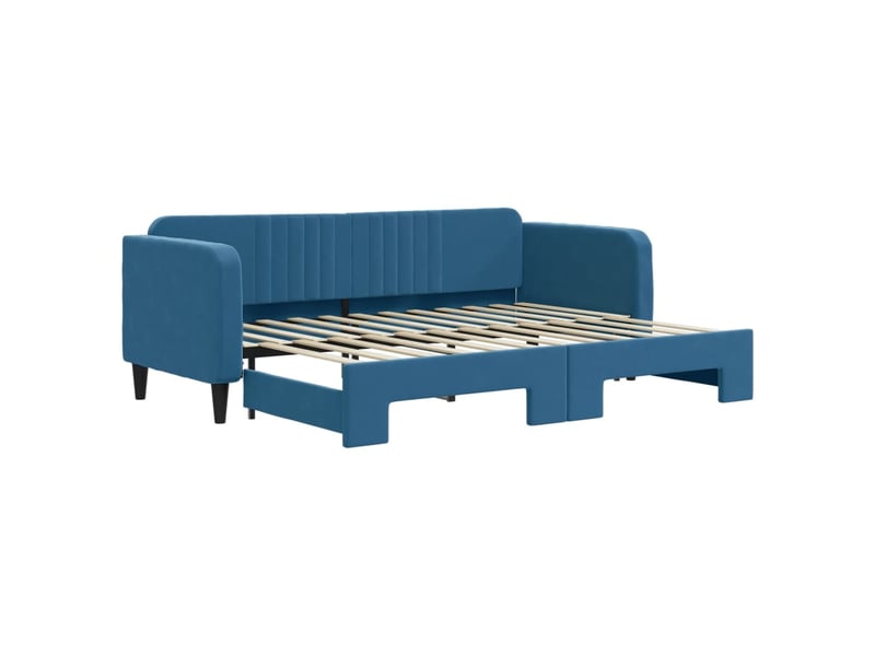 Lit adulte ; lit de jour avec gigogne bleu 80x200 cm - Conforama B