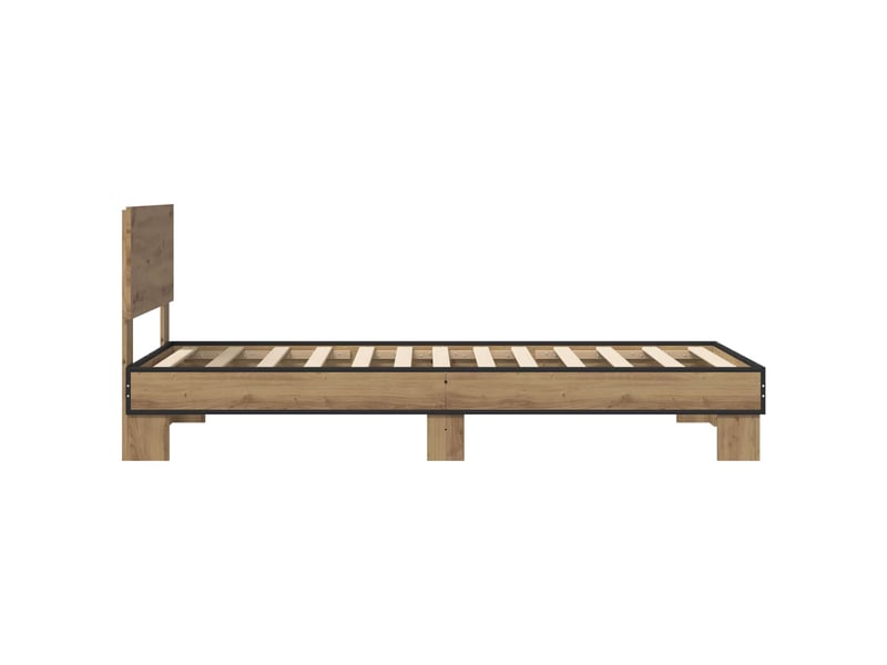  Lit simple- lit adulte -  cadre de lit avec tête de lit chêne artisanal 80 x 200 cm  - Conforama D
