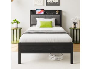 Lit simple 90x200 cm <strong>MODFU</strong>  <strong></strong> coloris noir