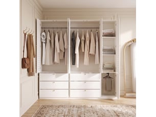 Armoire 6 porte(s) battante  6 tiroir(s) <strong>MAISENTIEL</strong> <strong></strong> coloris blanc largeur 225 cm