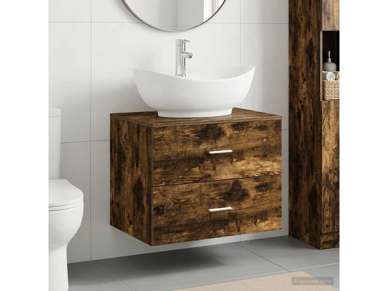 Ensemble de mobilier de salle de bain chêne fumé cf64641 - Conforama B
