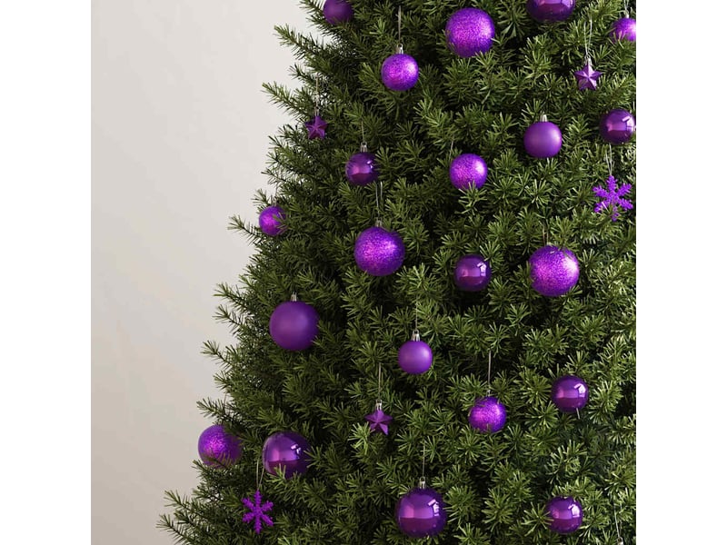  Ensemble de boules de noël 111 pièces violet polystyrène  - Conforama C