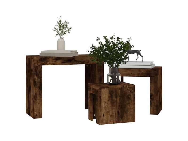  Tables basses gigognes 3 pcs | table de salon chêne fumé bois d'ingénierie shl7482  - Conforama D