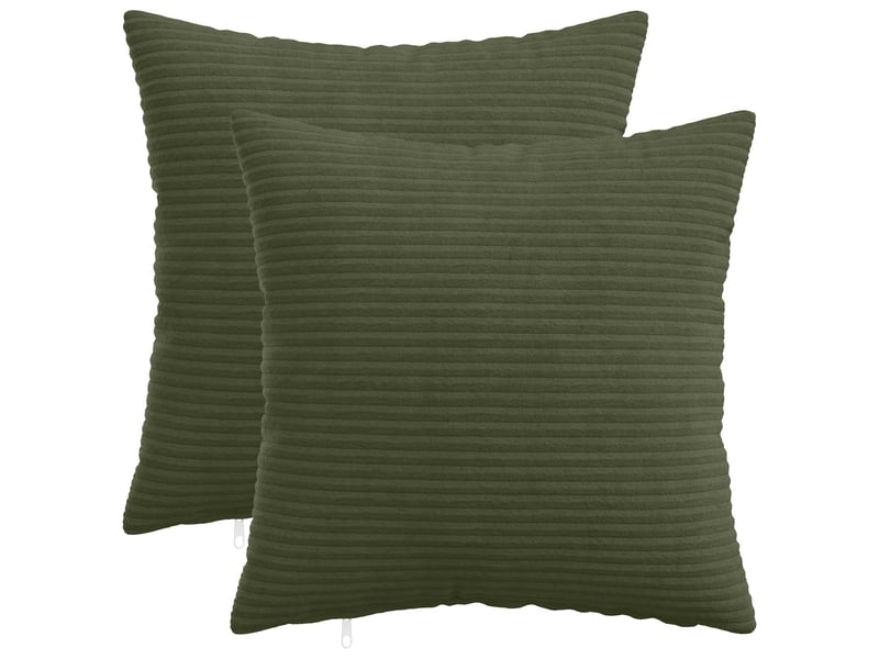  Lot de 2 housses de coussin heerlen vert 40 x 40 cm velours côtelé cf49482  - Conforama B