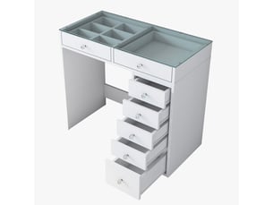 Coiffeuse 7 tiroir(s) avec 0 tabouret(s) inclu(s)  MOBILIER DECO   coloris blanc