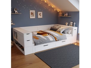 Lit 2 places 140x190 cm <strong>OKWISH</strong>  <strong></strong> coloris blanc