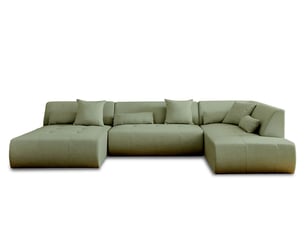 Canapé d'angle panoramique fixe LISA DESIGN ONYX 7 places Tissu vert