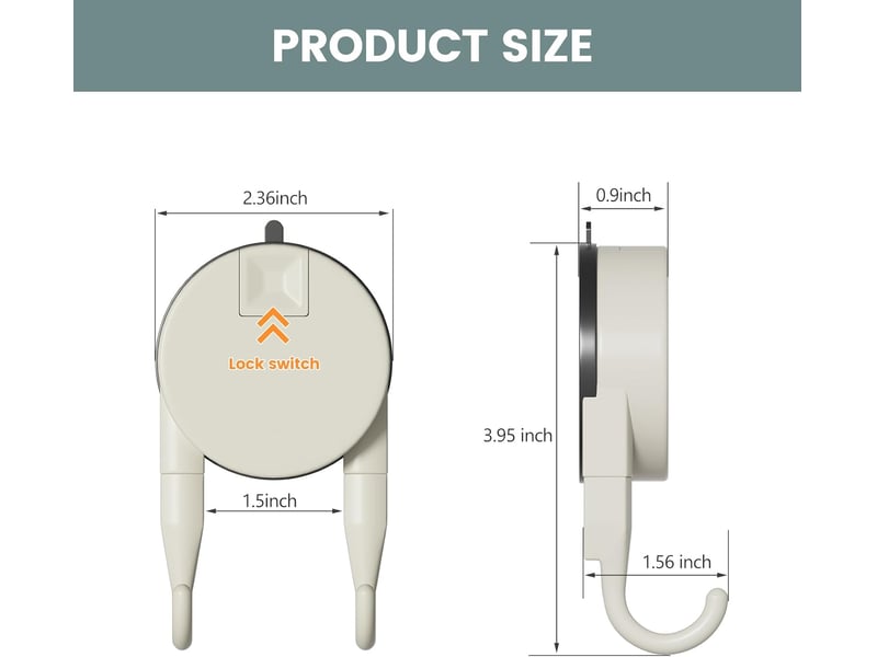  Lot de 4 crochets à ventouse solides pour douche, salle de bain, cuisine, supports imperméables et robustes pour peignoir, serviette, blanc - réf. Szpb845586jjzj  - Conforama B