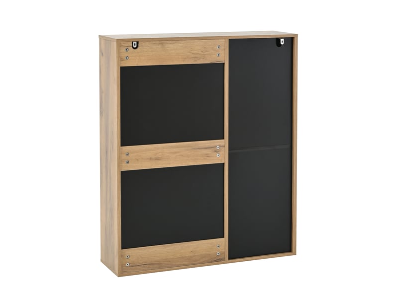  Meuble à chaussures 80x24x95,5 cm avec tiroir et portes abattantes, panneau de particules, noir et naturel  - Conforama D