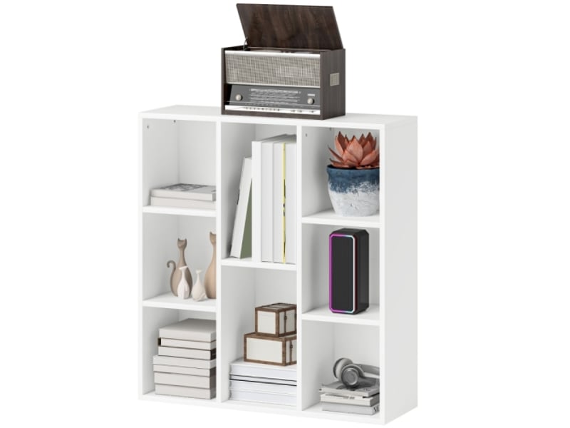  Bibliothèque blanche 8 niveaux, étagère de rangement, pour salon, chambre et bureau  - Conforama A