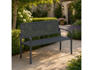 Banc de jardin 2 places 127 x 61 cm – gris foncé – acier traité contre la rouille avec accoudoirs