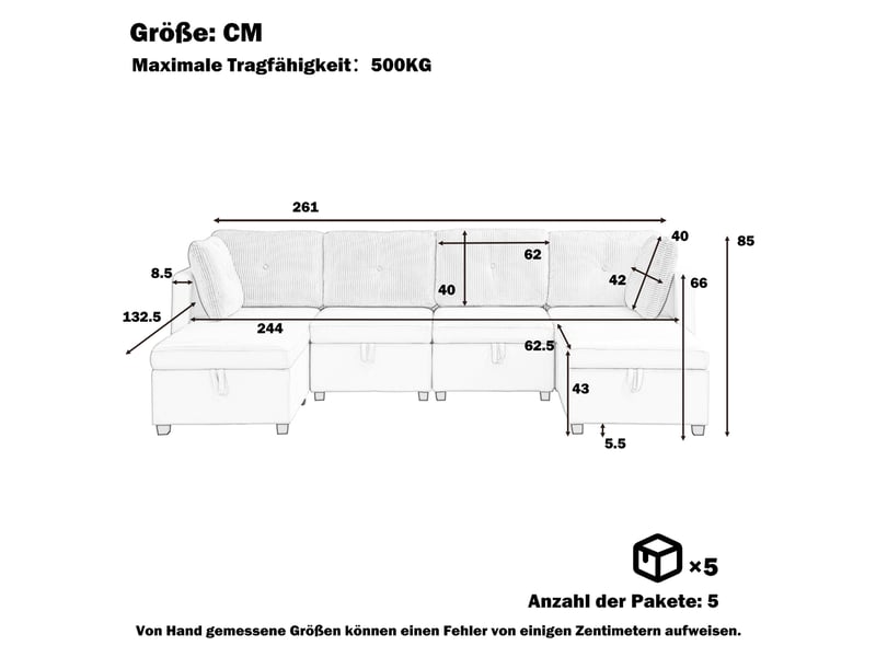  Canapé modulable en u 6 places avec rangement velours gris  - Conforama B