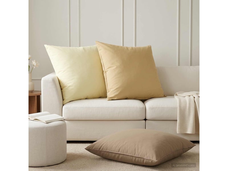  Lot de 2 housses de coussin heerlen beige 80 x 80 cm polyester cf49422  - Conforama B