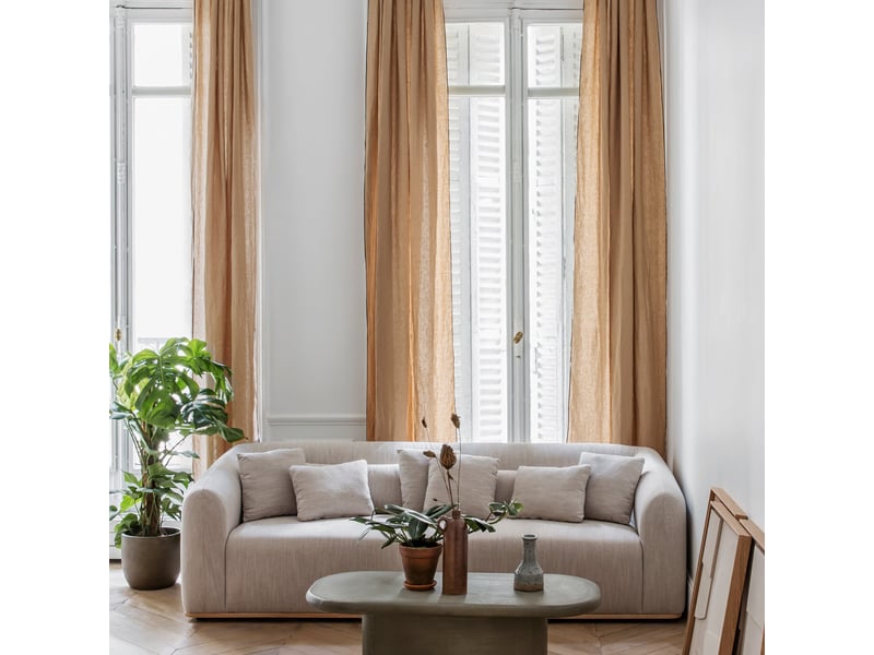  Rideau en 100% lin lavé légèrement froissé  carlina 25370 - Conforama A