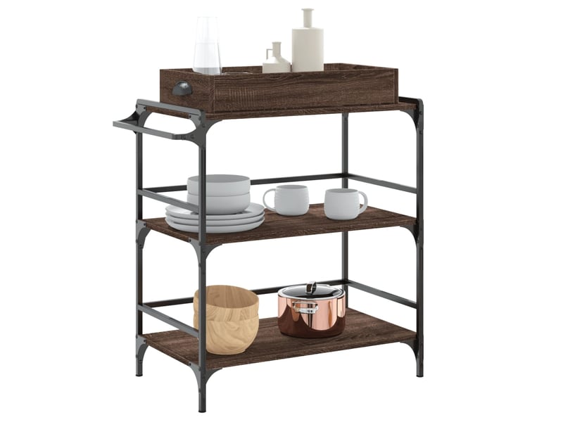 Desserte de cuisine, chariot de rangement chêne marron 81,5x41x92,5 cm bois ingénierie  - Conforama E