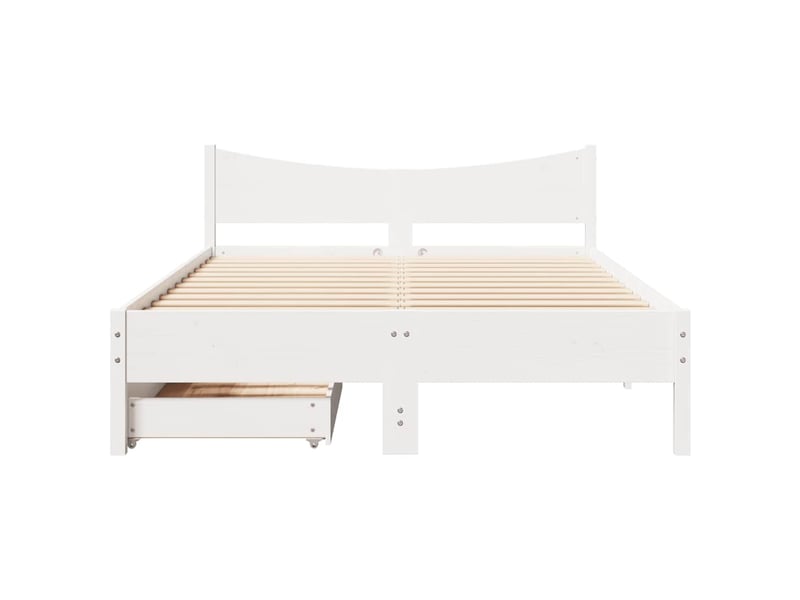  Lit double- lit adulte -  cadre de lit avec tiroirs blanc 160x200 cm bois massif de pin  - Conforama C
