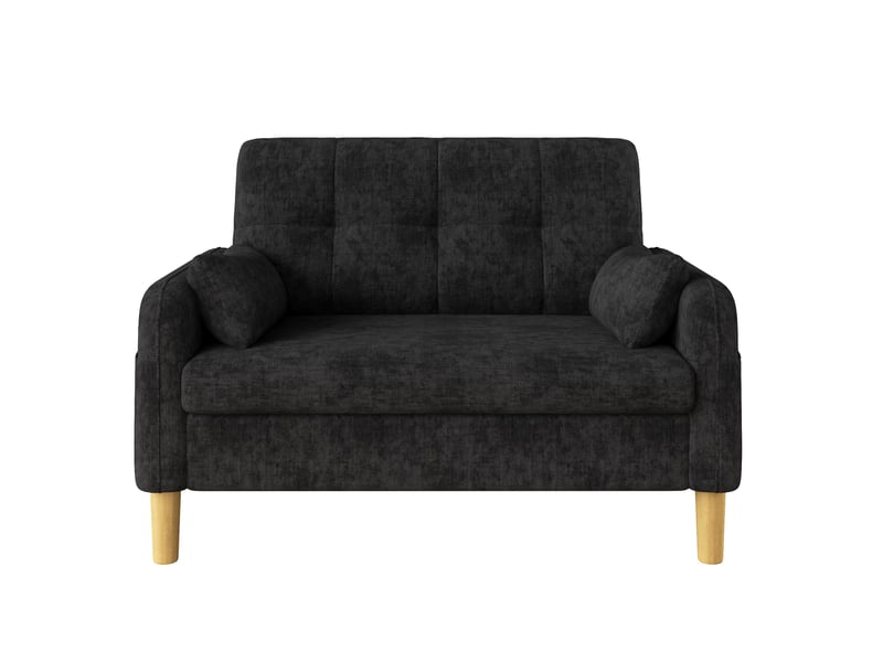  Canapé 2 places modenvie en chenille gris avec 2 coussins et poche latérale  - Conforama A