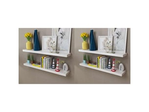 Lot de 4 étagères murales, étagères suspendues blanc 100 cm cf43191