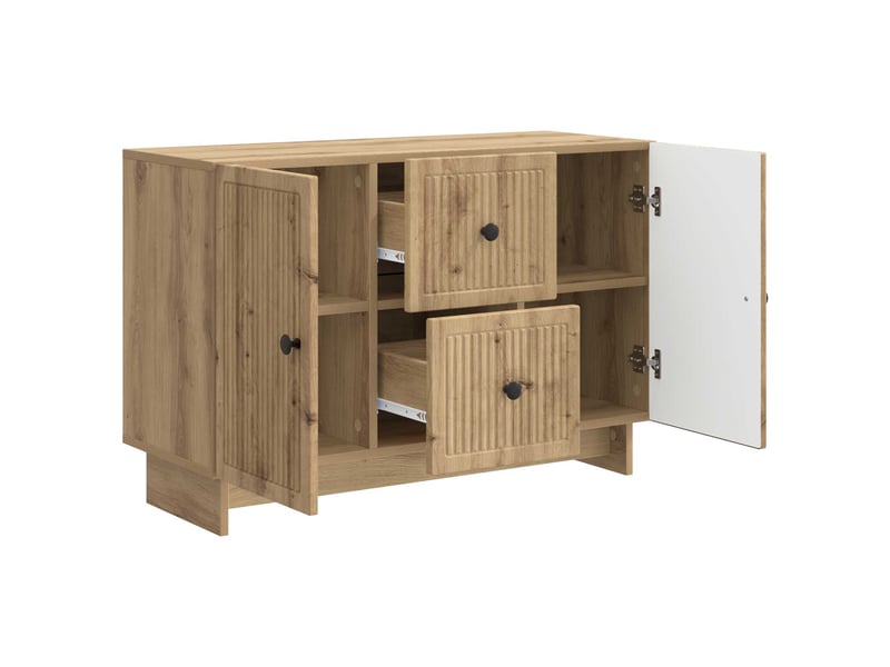  Buffet - bahut - meuble de rangement chêne artisanal 89 x 34,5 x 60 cm bois d'ingénierie  - Conforama E