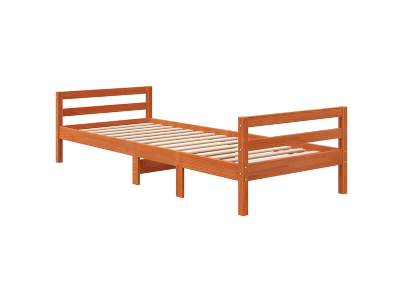  Lit simple- lit adulte -  cadre de lit sans matelas  marron 80x200 cm bois pin massif  - Conforama B