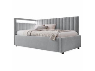 Lit coffre 90x200 cm ULQENI coloris gris