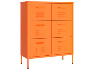 Armoire de rangement bureau, armoire à tiroirs orange 80x35x101,5 cm acier