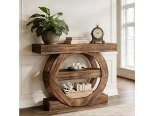 Console avec 3 étagères ouvertes et structure stable pour salon et entrée, en bois, marron rustique, 105 × 30 × 85 cm