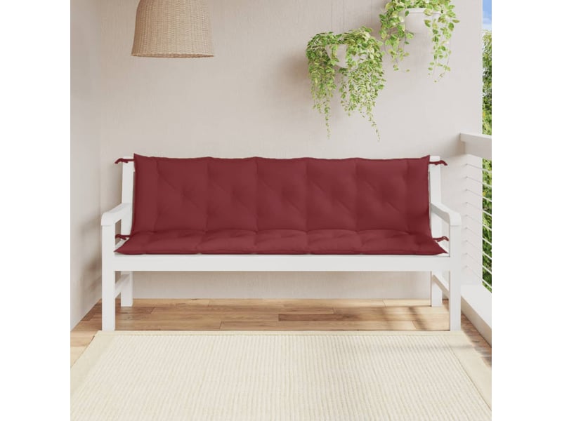 Lot de 2 coussins de banc de jardin, coussins d'assise rouge bordeaux mélangé cf58688 - Conforama C