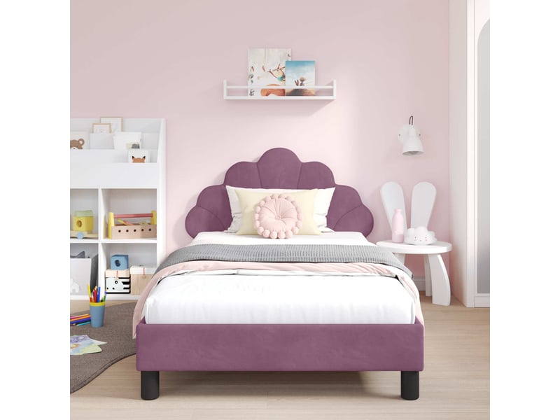  Cadre de lit pour enfants - lit jeune avec tête de lit pourpre 90 x 200 cm  - Conforama C