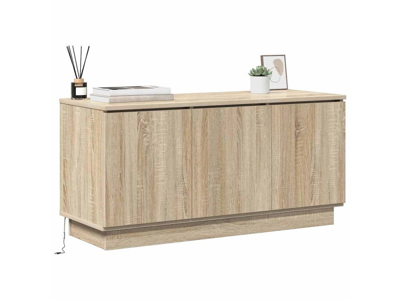 Meuble tv - banc tv - meuble de rangement 100 x 38 x 49 cm chêne sonoma bois d'ingénierie - Conforama C