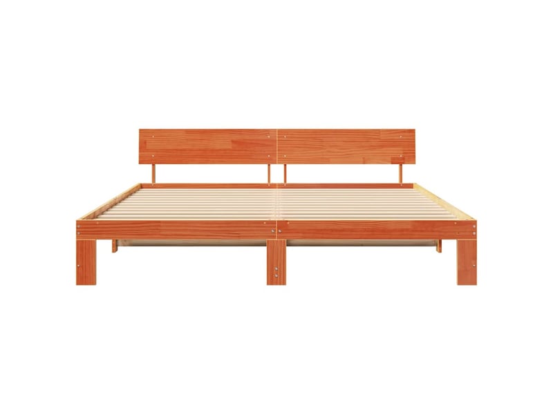  Lit double- lit adulte -  cadre de lit avec tête de lit brun  200 x 200 cm pin massif  - Conforama D