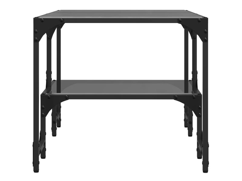  Table basse | table d'appoint salon avec dessus en verre noir 98,5x50x45 cm acier  - Conforama E