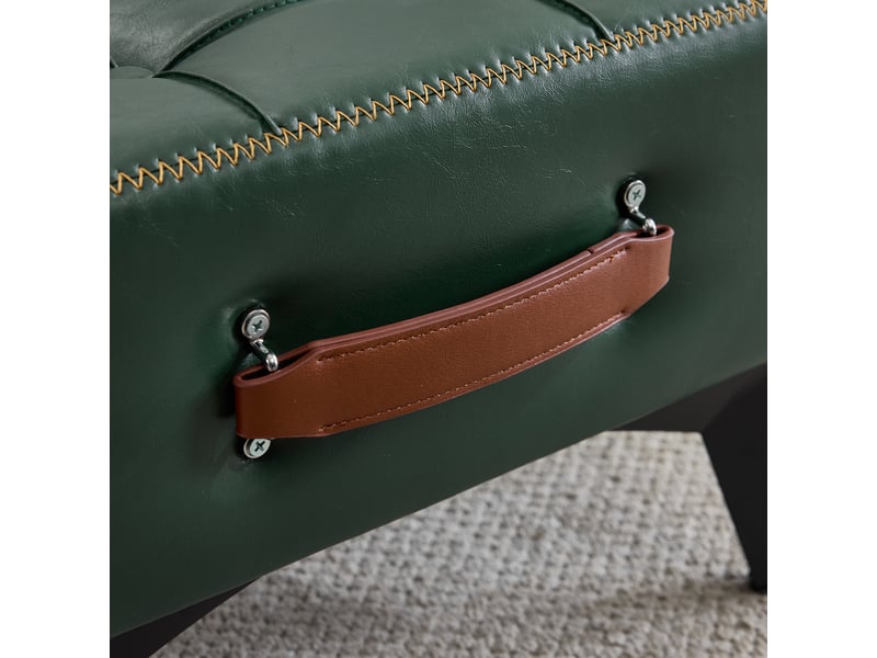  Pouf repose-pieds avec poignée et pieds en métal 43 x 33 x 30 cm vert W3498P459709 - Conforama E