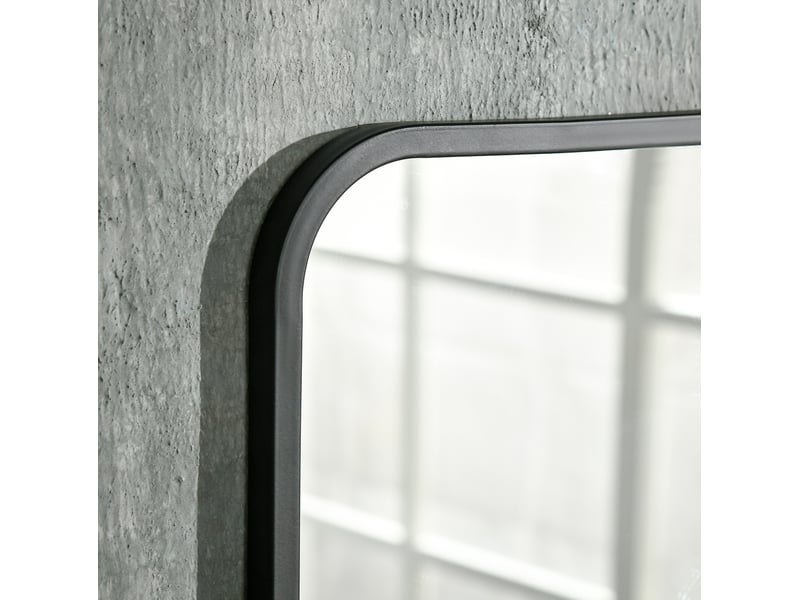  Miroir mural rectangulaire 50 x 70 cm noir en fer, avec tablette intégrée pour salon, entrée ou salle de bains  - Conforama D